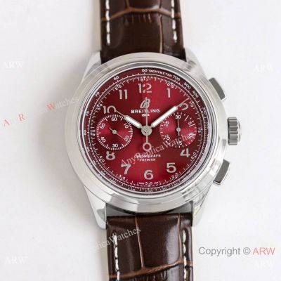 Swiss Replica Breitling Premier Cal.B01 Chronograph Cherry Red Dial Watches 42 MM